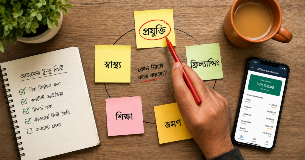 অ্যাফিলিয়েট মার্কেটিং নিশ বাছাই ও প্রোগ্রাম নির্বাচন বাংলাদেশ ২০২৬