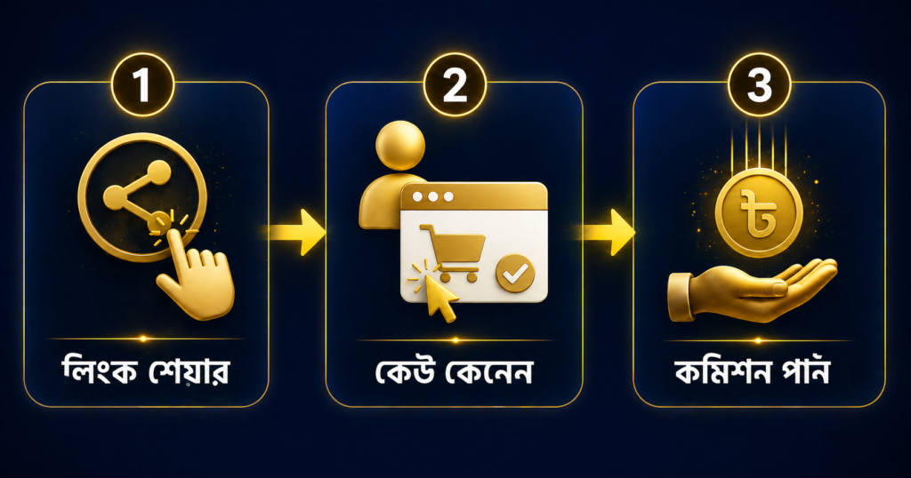 এফিলিয়েট মার্কেটিং কীভাবে কাজ করে ধাপে ধাপে ২০২৬
