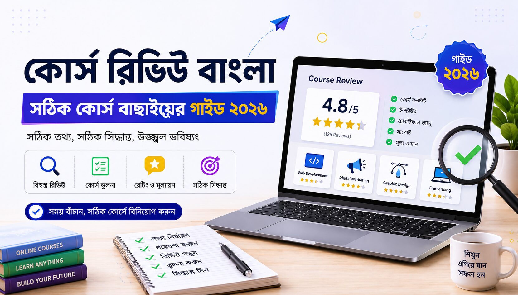 কোর্স রিভিউ বাংলা ২০২৬ — সঠিক কোর্স বাছাইয়ের পূর্ণাঙ্গ গাইড ও রেটিংসহ আধুনিক হিরো ব্যানার