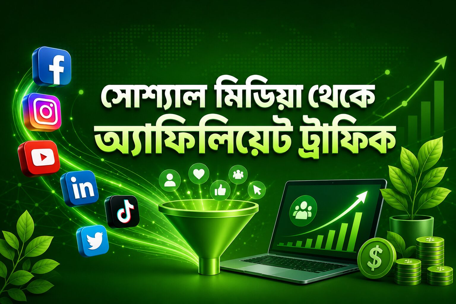সোশ্যাল মিডিয়া থেকে অ্যাফিলিয়েট ট্রাফিক বাড়ানোর আধুনিক ডিজিটাল মার্কেটিং ব্যানার