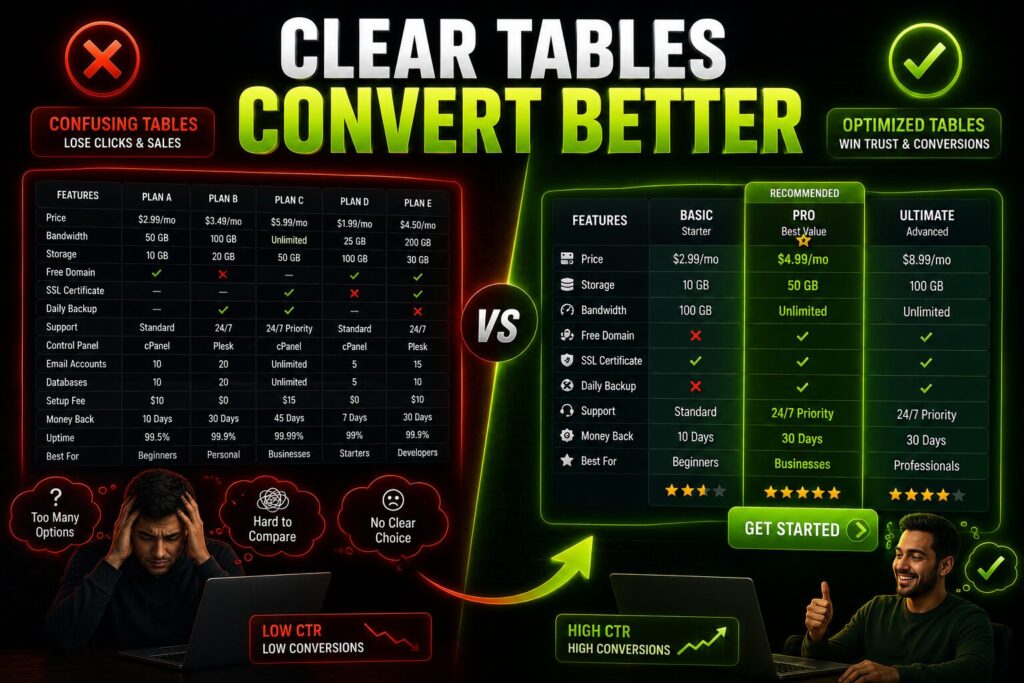 buyer confusion বনাম confident purchase decision comparison এবং trust-based affiliate conversion strategy দেখানো cinematic split-scene infographic