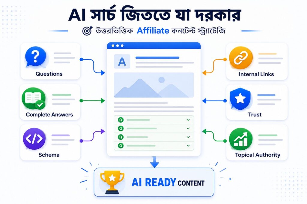 প্রচলিত সার্চ এবং Google AI Mode সার্চের পার্থক্য দেখানো ইনফোগ্রাফিক