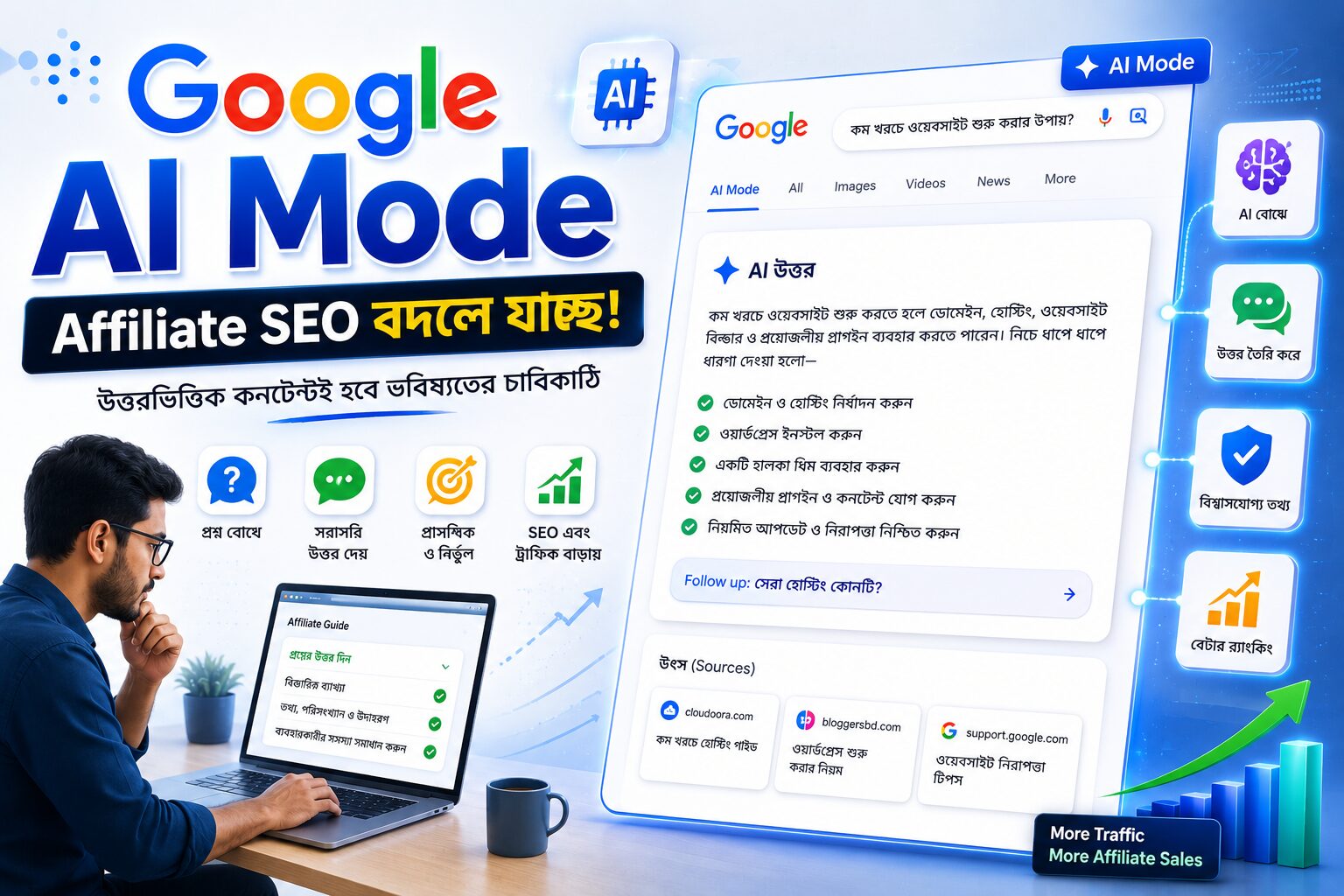 Google AI Mode-এর কারণে উত্তরভিত্তিক এফিলিয়েট কনটেন্টের গুরুত্ব বৃদ্ধির ধারণামূলক চিত্র