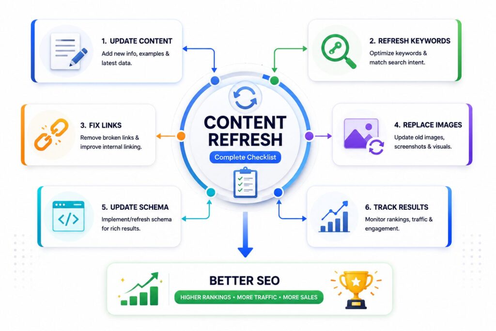 Content Refresh SEO Workflow: Audit, Update, Optimize এবং Higher Rankings-এর ইনফোগ্রাফিক
